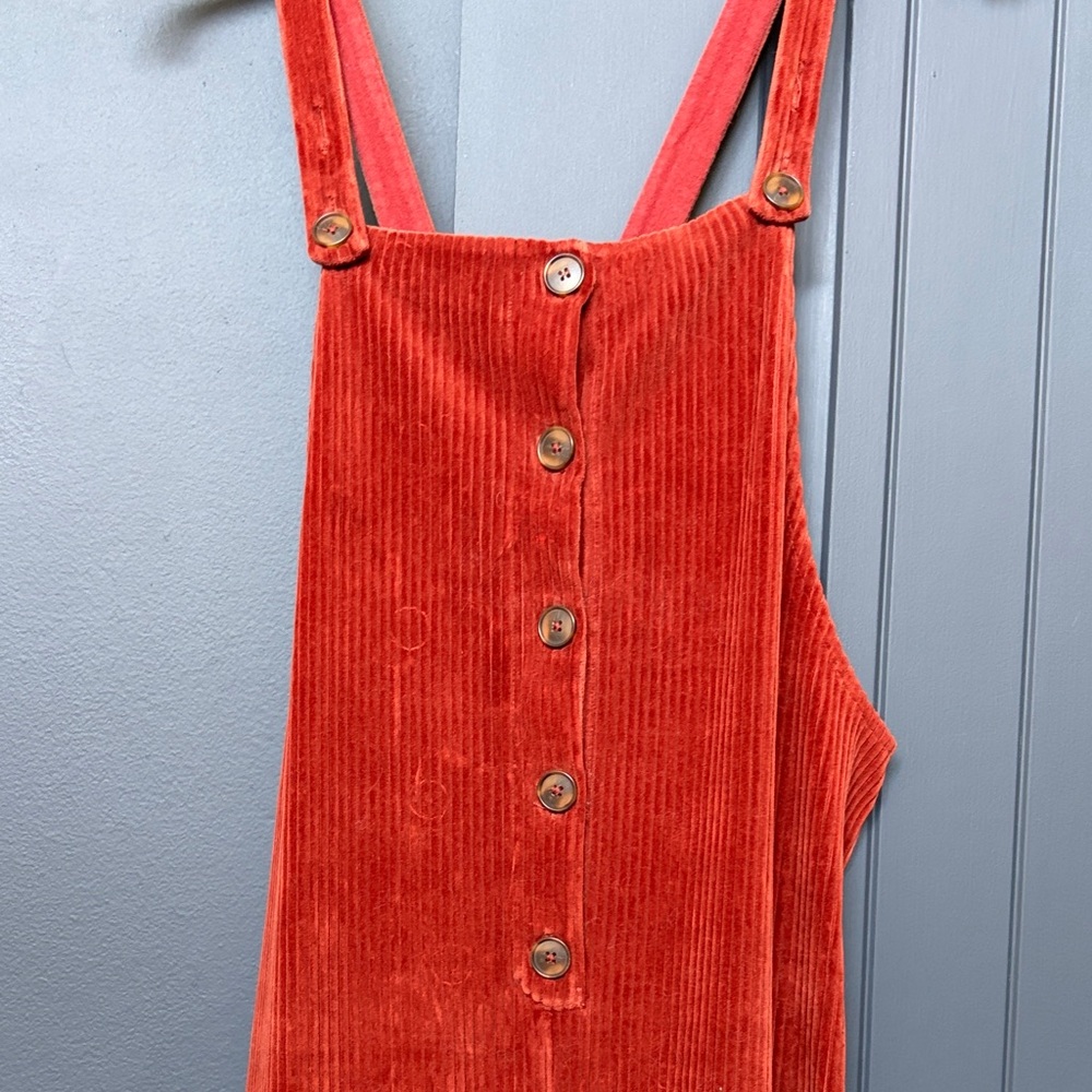 Madewell Rust Corduroy Button-Front Jumpsuit Romper